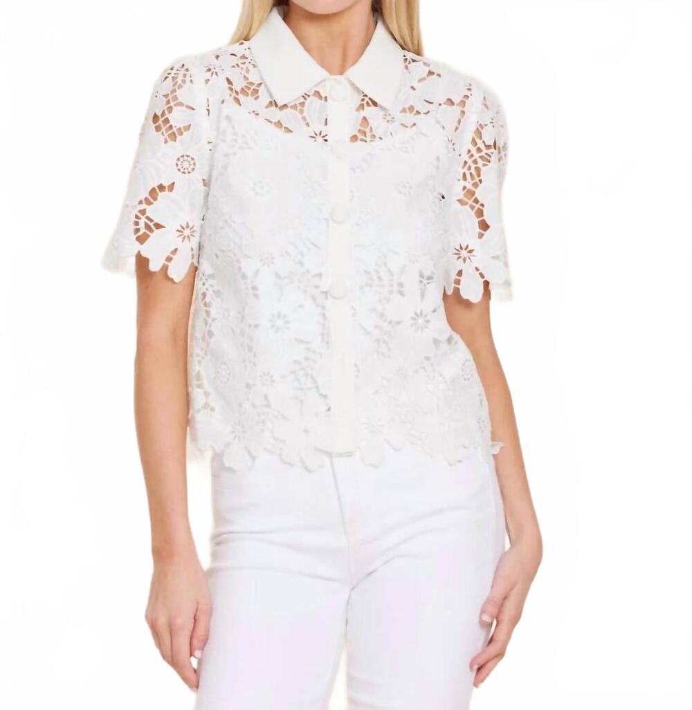 NEW DOLCE CABO lace collared shirt in white